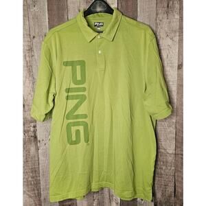 PING Performance Golf Green Short Sleeve Polo Shirt Cotton GIFT Men's XL